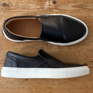 Greats Brooklyn Black Leather Slip-On Sneakers Made in Italy 37.5 / 7-7.5 Womens